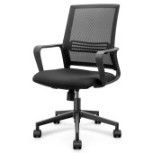 得力（deli）4901S 人体工学电脑转椅/靠背办公椅/职工椅 黑色网布 升降可控