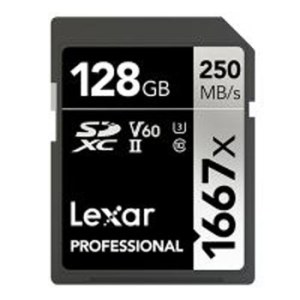 雷克沙（Lexar）128G 高速SD存储卡 V60内存卡读250MB/s 写120MB/s存储卡（黑色）LSD128GCRBCN1667X
