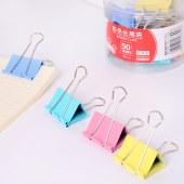 晨光(M&G)文具1#50mm 12只/筒 彩色长尾夹 大号金属票据夹 办公用品燕尾夹 ABS92707