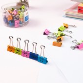 晨光(M&G)文具48只25mm彩色可爱笑脸长尾夹 金属燕尾夹票据夹子 办公用品 ABS92703