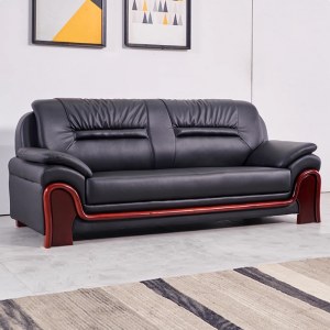 真皮实木办公沙发 三人位 216*85*90CM